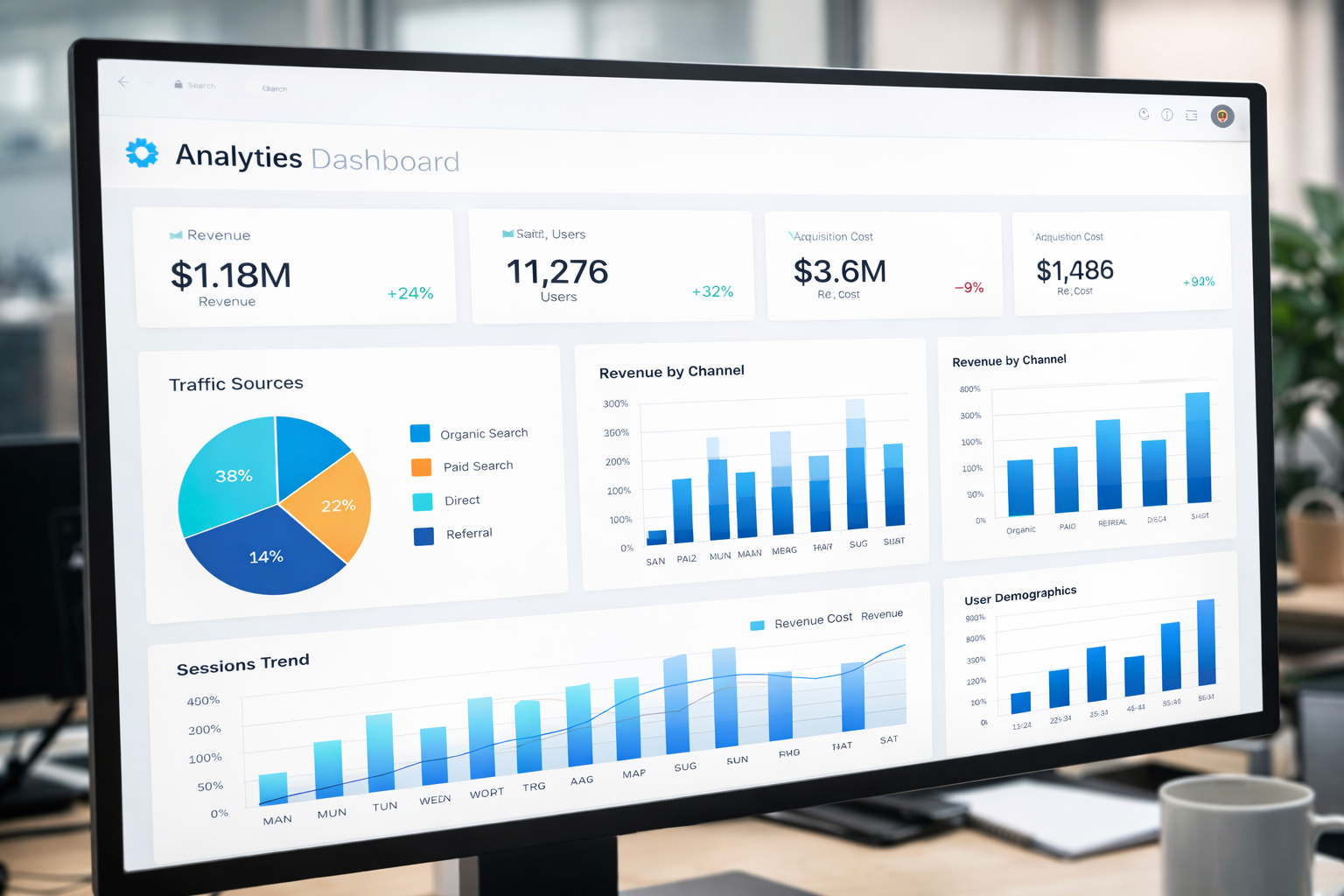 Analytics dashboard with clear metrics