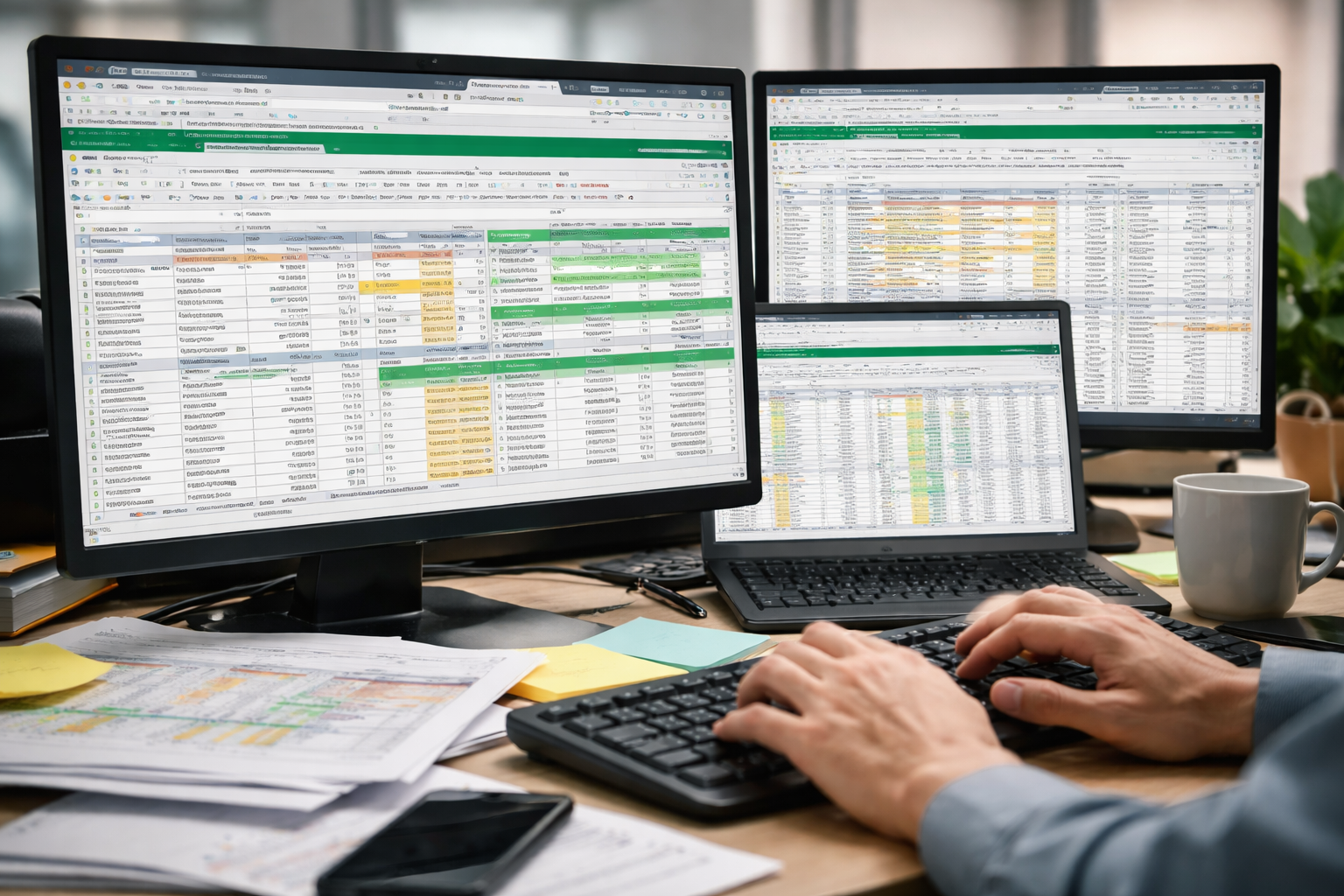 Multiple spreadsheets on screen